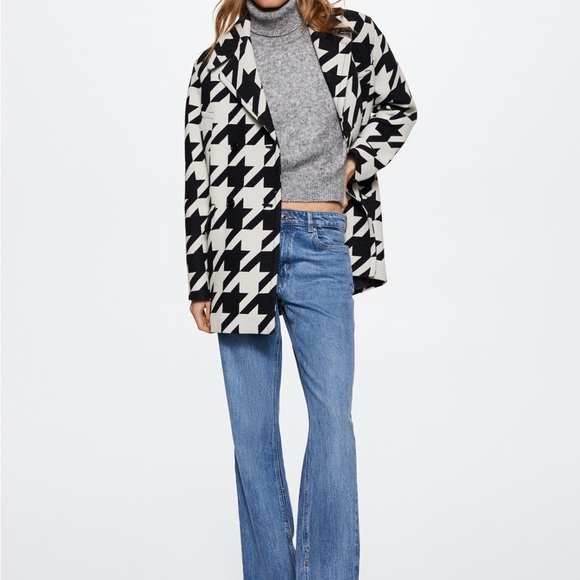 MANGO Houndstooth Buttoned cotton/wool coat - Picture 2 of 10